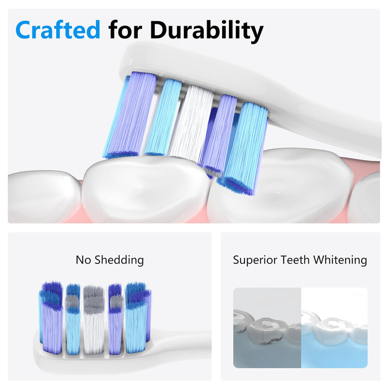 Replacement Electric Toothbrush Heads, 4 Pack for One Year of Use, Durable Brush Heads Refills, 10x Plaque Removal/Optimal Tooth Cleaning/Whitening (White, Medium) White