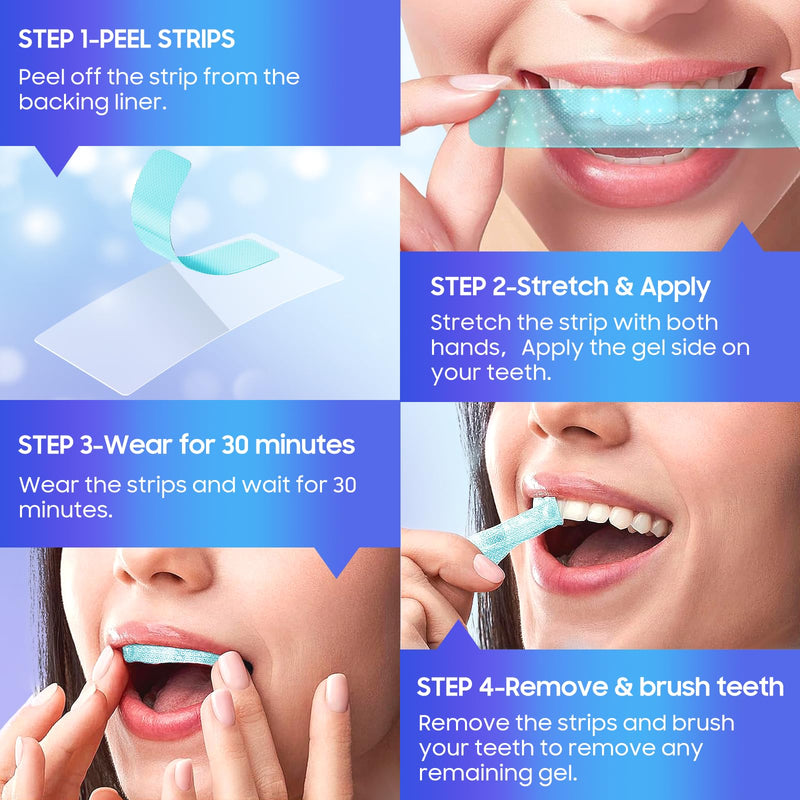 [Australia] - Teeth Whitening Strips 56 Strips - 28 Treatments,Peroxide & Sensitivity Free,Enamel Safe with Soothing Natural Ingredients for Deep Stains Removal 