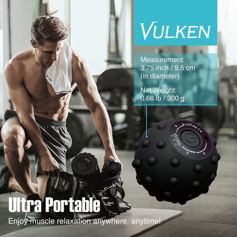 [Australia] - Vulken Acusphere 4 Speed High Intensity Vibrating Massage Ball for Muscle and Fitness, Performance Improvement and Trigger Point Release Black 