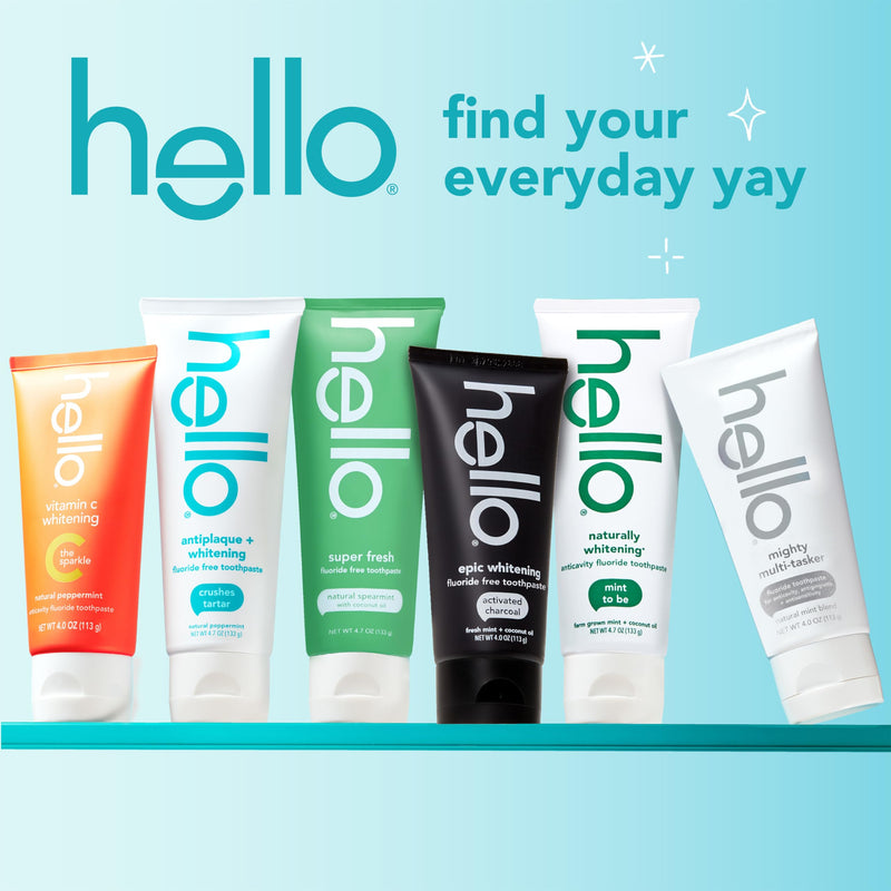 [Australia] - Hello Activated Charcoal Toothpaste, Fluoride Free with Activated Charcoal, Teeth Whitening Toothpaste with Fresh Mint and Coconut Oil, No SLS, Vegan, Gluten Free, 3 Pack, 4 OZ Tubes 4 Ounce (Pack of 3) 