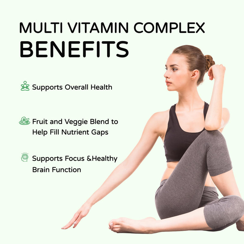 Multi Vitamin Complex Daily Multivitamins 60 Capsules (1 Pack) | 28 Essential Vitamins & Minerals with Active Vitamins for Men and Women, Superfood Blend, Alpha GPC – Made in USA 60 Count (Pack of 1)