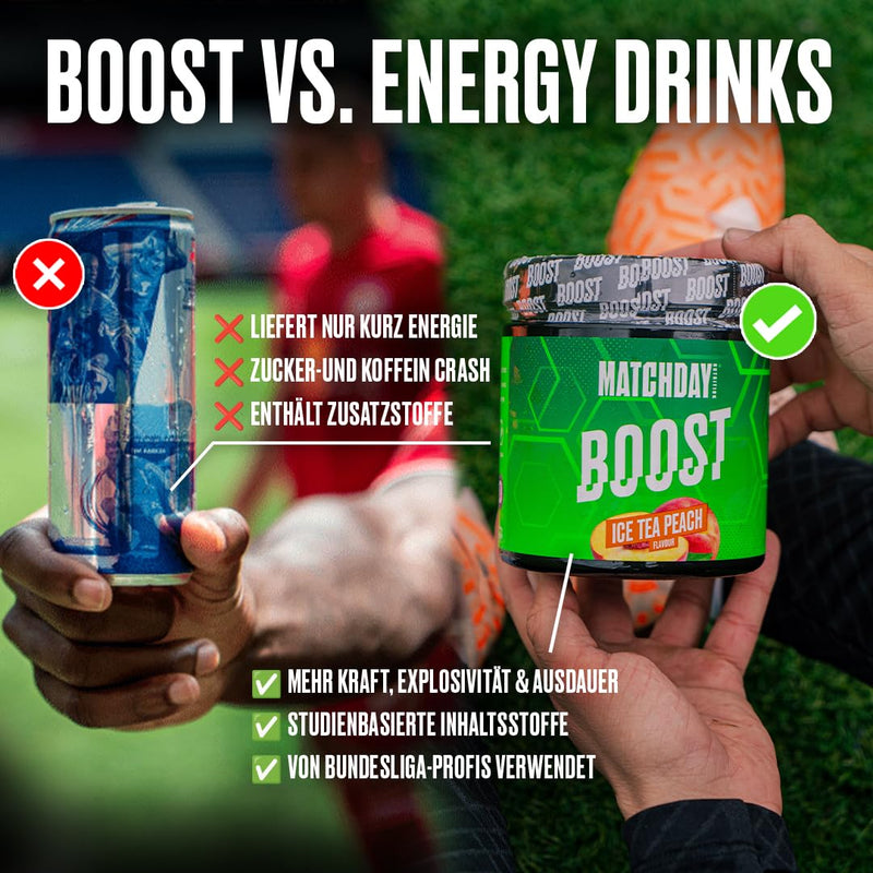 [Australia] - MATCHDAY NUTRITION | BOOST | 90 minutes of full throttle football | ATP booster with amino acids and carbohydrates | More speed, explosiveness & endurance | 20 servings (Ice Tea Peach) Ice Tea Peach 