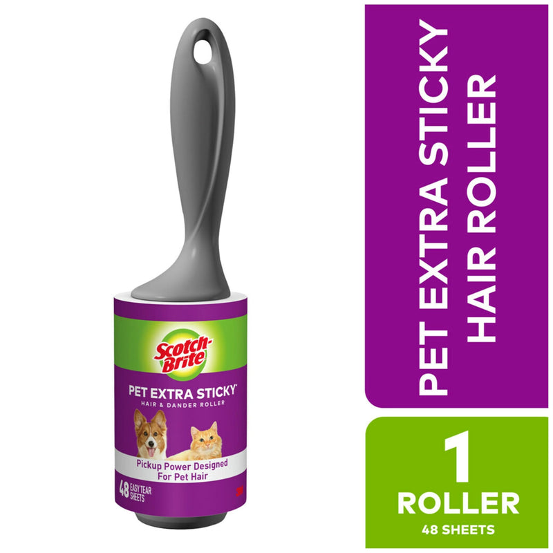 [Australia] - Scotch-Brite Pet Extra Sticky Lint Rollers, 4 Rollers, 48 Sheets Per Roller, 192 Sheets Total 4 Rollers, 192 Sheets 