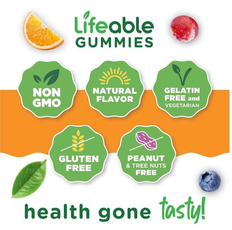 Lifeable Cranberry Gummies for Women, Urinary Tract Health, Vegan, 60 Count | Everyday bladder and kidney support in a great tasting kosher gummy, 500 mg cranberry juice powder per serving