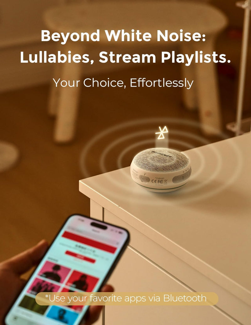[Australia] - Momcozy Portable Sound Machine with Night Light, White Noise Sound Machine for Baby, 20 Soothing Sounds, Sound Therapy, Long-Lasting Power, Timer, Clips on Stroller, Baby Shower Gifts 