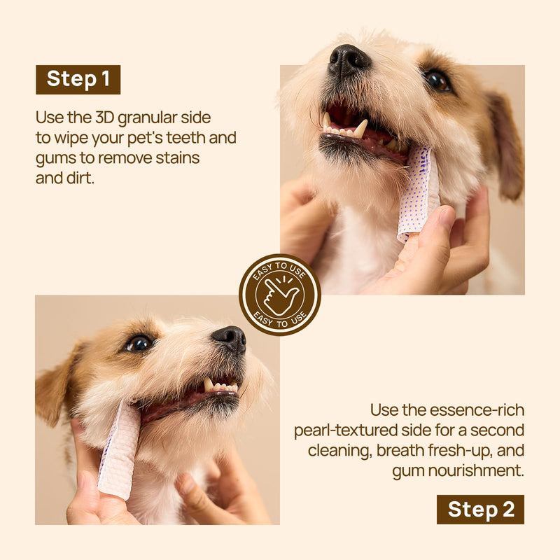 [Australia] - HICC PET Pro Dog Teeth Cleaning Wipes, Vet-Recommended Dental Care Wipes for Plaque & Fresh Breath, No-Rinse Dog Tooth Brushing Kit, Fresh Breath Oral Care, 50 Count, Unscented 1 