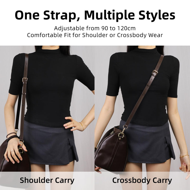 DGAZ Leather Shoulder Strap for Speedy Bag | Natural Vachetta Cowhide,Soft and Flexible,Handmade,Adjustable Crossbody Strap Glossy Brown 0.47 Inch Wide