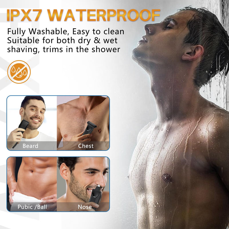 [Australia] - Manscape Beard Trimmer for Men, Groin & Body Hair Trimmer, Ball Shaver, Nose Hair Clippers, All-in-One IPX7 Waterproof Men's Wet/Dry Groomer Kit, Rechargeable with Travel Case, LED Display 