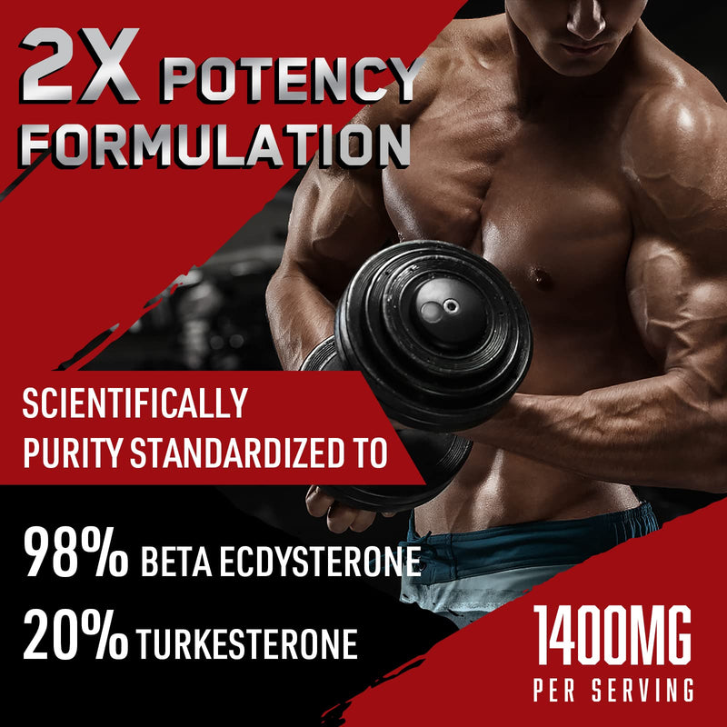 [Australia] - 1400mg Beta Ecdysterone and Turkesterone Supplements, Maximized 98% Beta Ecdysterone & 20% Turkesterone Extract for Muscle Mass,Strength, Protein Synthesis, 120 Capsules 60 Count (Pack of 2) 