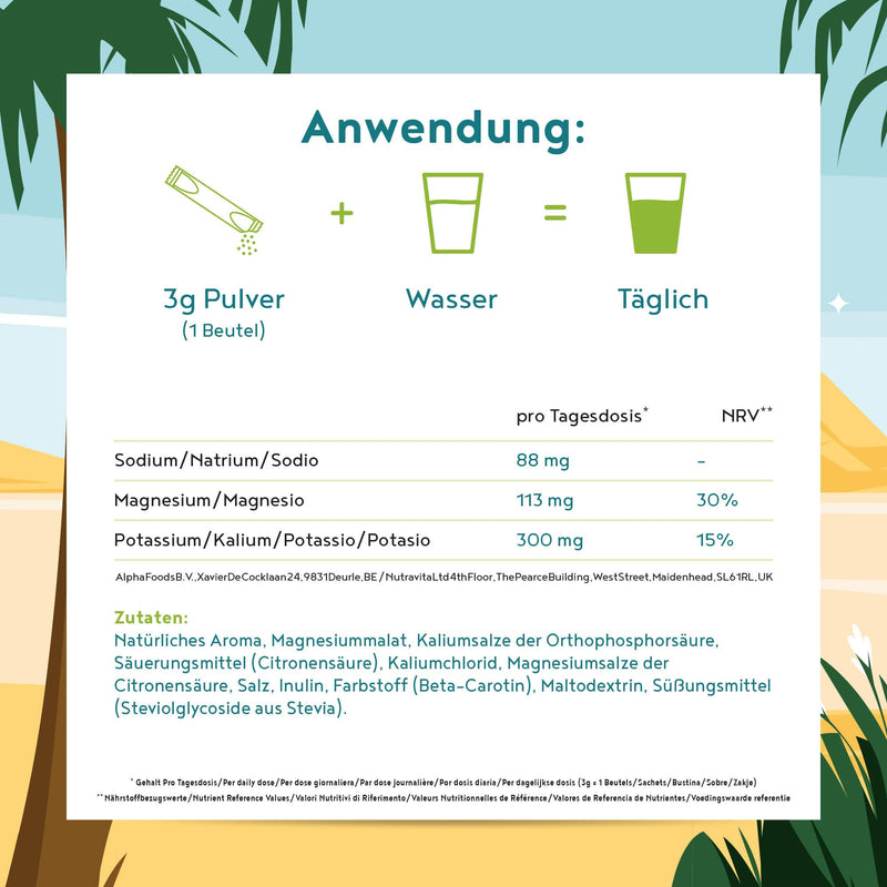 [Australia] - Electrolyte complex powder - sodium, magnesium, potassium - without sugar - support for sports hydration - fruit punch flavor - 30 servings of electrolytes fruit punch 