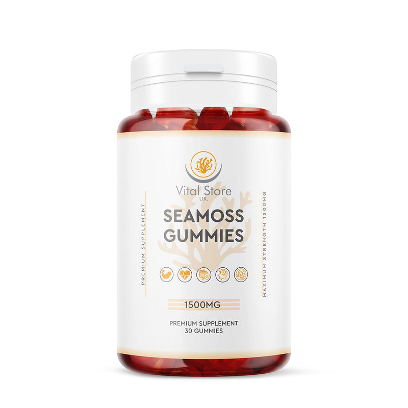 Irish Sea Moss Gummies 1500MG - 1 Month Supply 30 Vegan Gummies - Bladderwrack, Burdock Root, Irish Sea Moss High Strength