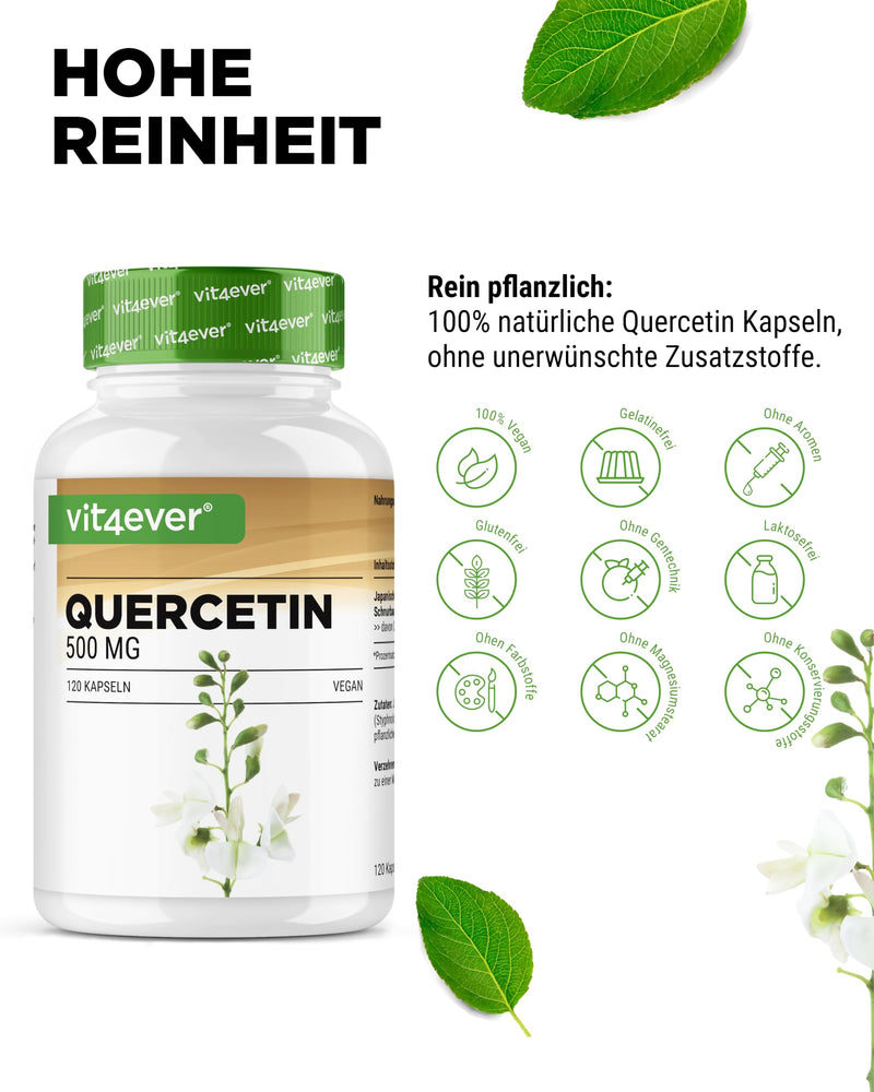 [Australia] - Quercetin - 500 mg - 120 capsules - 4 month supply - Premium: Natural 15:1 string tree flower extract with 95% quercetin content - High dosage - Vegan 
