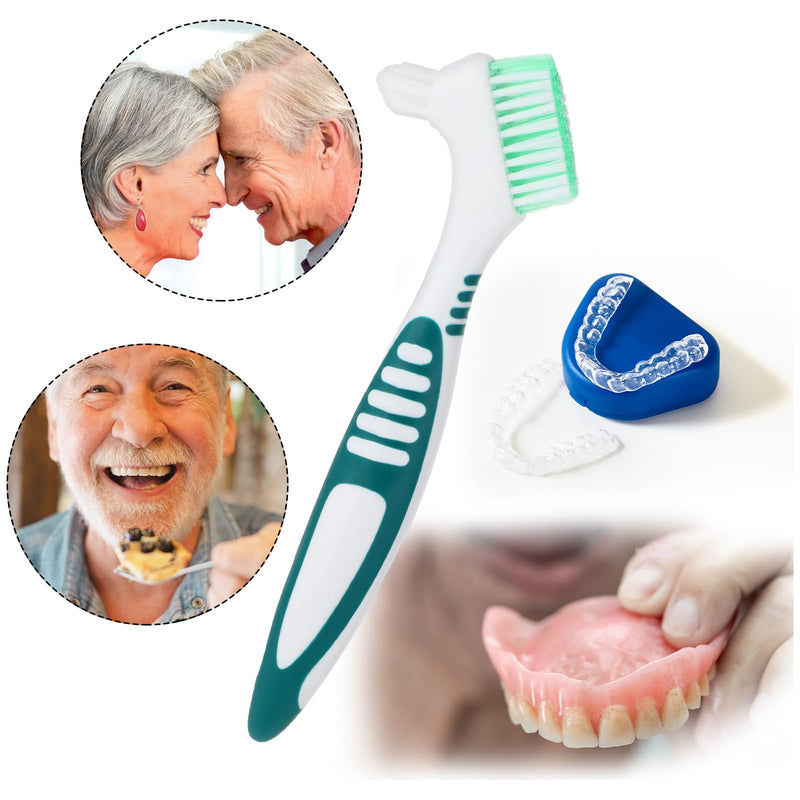 [Australia] - COMNICO denture brushes, 2-piece denture cleaning brush, high-quality hygiene denture toothbrushes for denture care, multi-layer soft bristles denture brush for denture care 