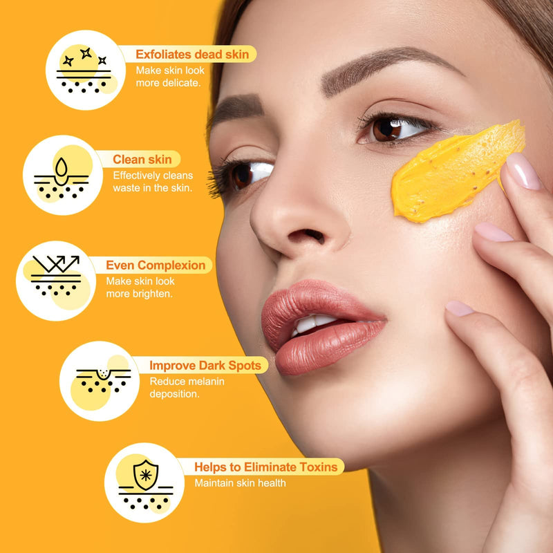 Vitamin C and Turmeric Face Scrub Cream Organics Microdermabrasion Facial Scrub Exfoliating Clears Blackheads Improve Dark Spot Acne with Strawberry Extract Exfoliator 130g/4.5oz 4.5 Ounce (Pack of 1)