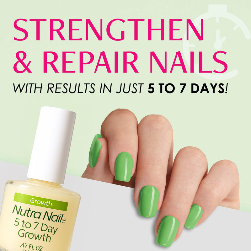 Nutra Nail 5 to 7 Day Growth Treatment, Nail Strengthener (047 fl oz) | Fast Repair Serum & Keratin Formula Strengthens & Grows Nails For Thin, Brittle & Damaged Nails, Made in the USA 0.47 Fl Oz (Pack of 1)