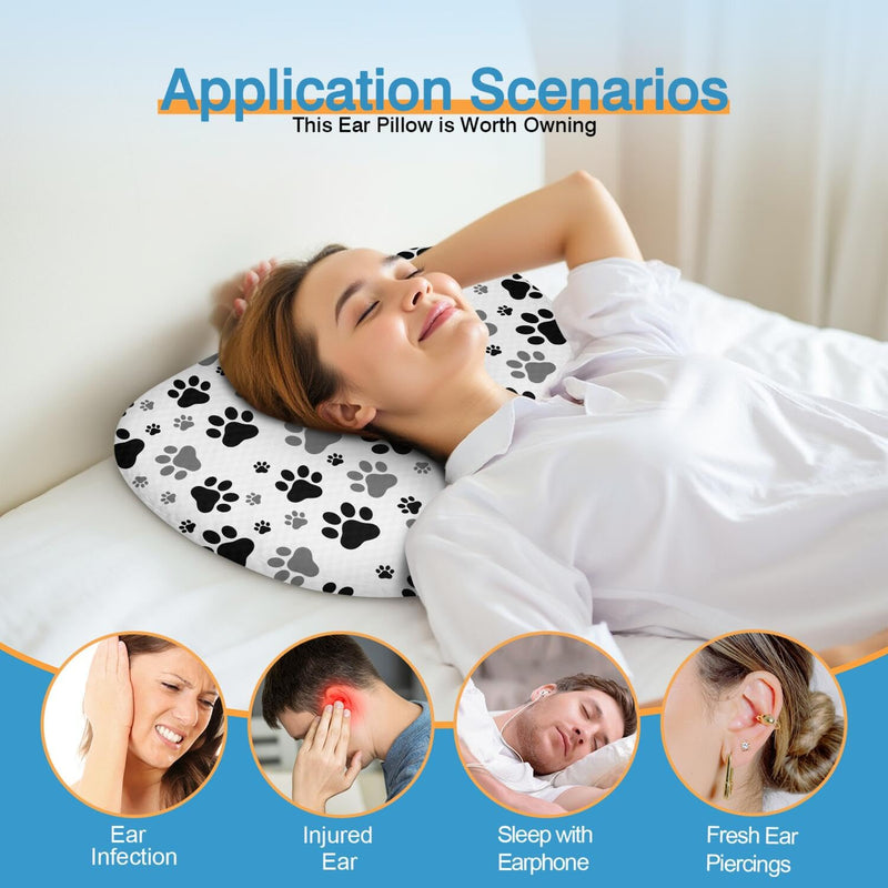 [Australia] - Ear Piercing Pillow with Ear Hole for Side Sleeper Relief Ear Pain,Ear Pillows with Washable Cover,Washable Ear Guard Pillow,White Black 