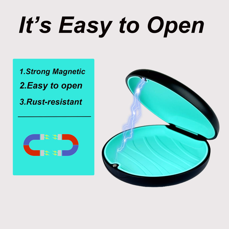 [Australia] - 2 Pack Aligner and Retainer Case,Compatible with Invisalign,Mouthguard Case Kits, Portable Aligner Cases with Chew Remover Tool and Brush, Black(Blue+Cyan Silicone) Black(Blue+Cyan Silicone) 
