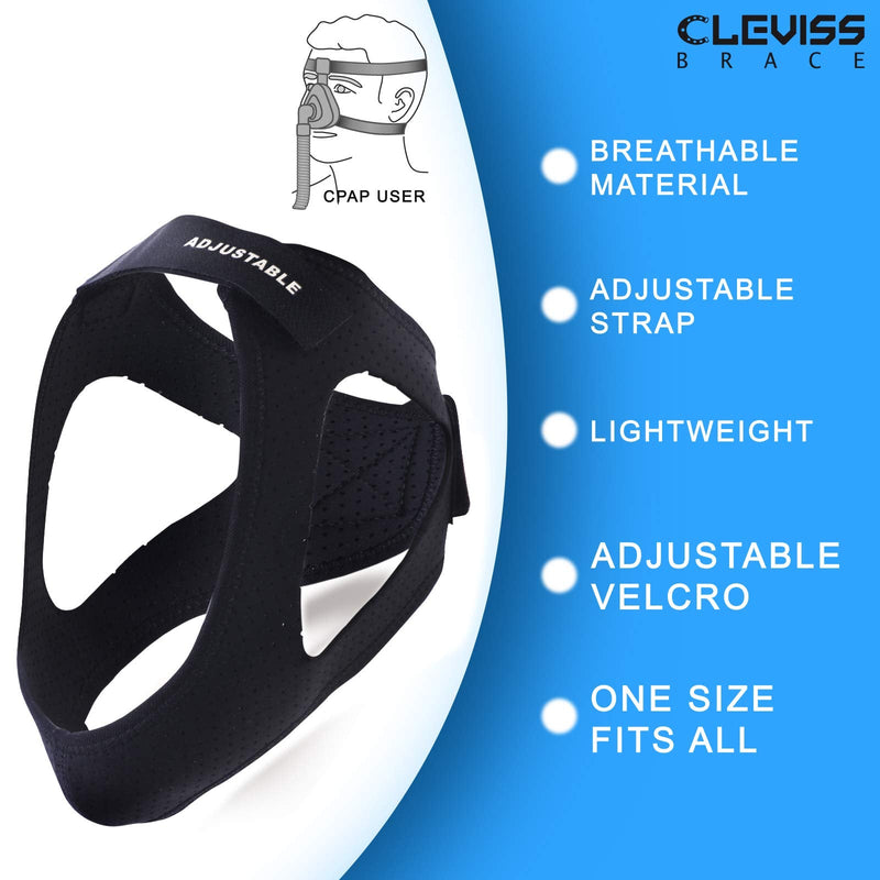 [Australia] - Anti Snoring Chin Strap for CPAP Users (Black) Black 