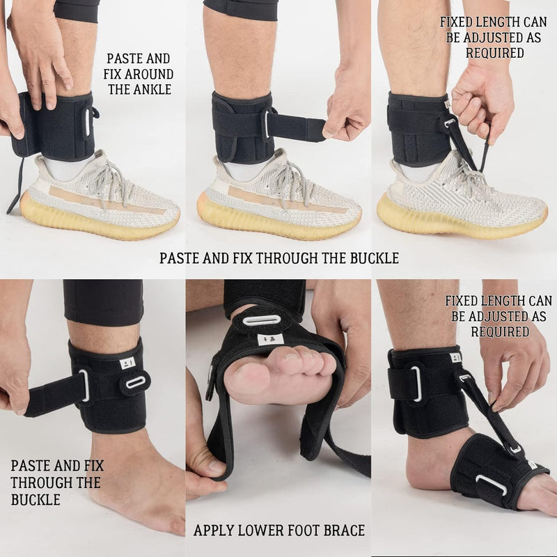 [Australia] - Foot UP Adjustable Drop Foot Brace for Walking, AFO Brace Foot Drop Orthosis Universal Size 13", Breathable and Comfortable, Foot Up Brace for Plantar Fasciitis Support black 
