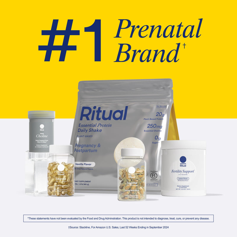 [Australia] - Ritual Essential for Women Prenatal Multivitamin: Folate & Choline for Neural Tube Support, Omega-3 DHA for Fetal Brain Development, Iron, Calcium-Helper D3 & K2, Non-GMO, Vegan, Citrus, 30 Days 