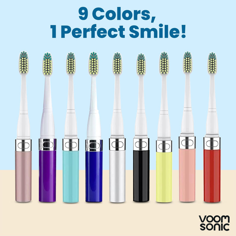 [Australia] - Voom Sonic Go 1 Series Travel Electric Toothbrush, Travel Toothbrush (Dentist Recommended) - Battery Operated Toothbrush for Adults & Kids, Sonic Toothbrush, Portable w/ 2 Minute Timer Metallic Rose 