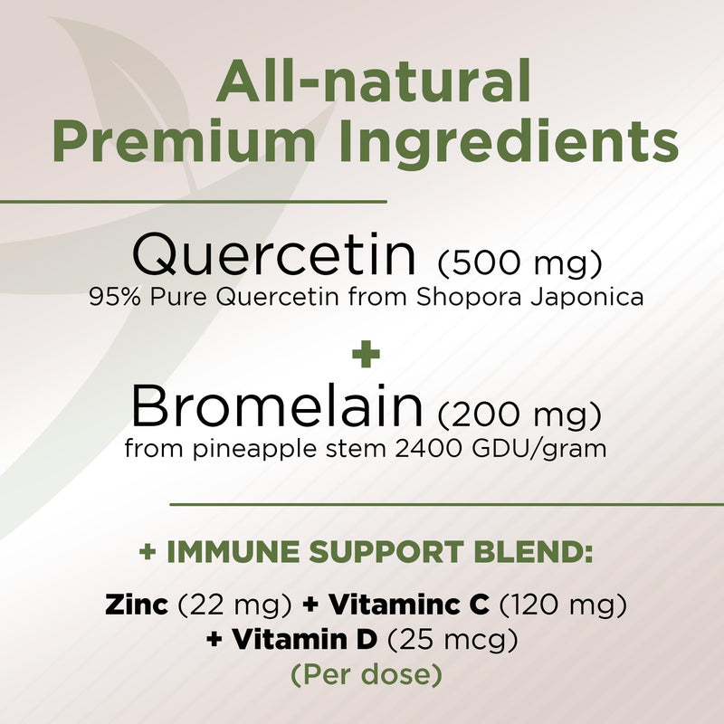 [Australia] - Quercetin with Vitamin C and Zinc - Quercetin 500mg - Quercetin with Bromelain - Zinc Quercetin - 120 Veggie Caps. Quercetin Supplements + Vitamin D3 (Non-GMO, Gluten-Free, Vegan) 2 Month Supply 120 Count (Pack of 1) 