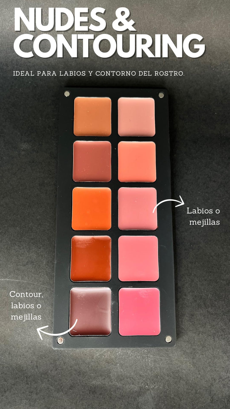 [Australia] - Cheeks & Lip Palette | Lipstick and Blush | Cream Formula | Reusable Magnetic Case | For All Skin Types (Coffe, Nude) Coffe, Nude 