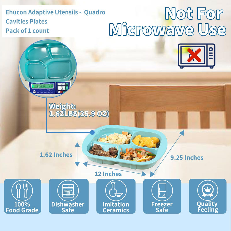[Australia] - Adaptive Utensils Plates with Extra Wall,Non-slip&Spill-proof Melamine Plate for Dementia,Stroke, Tremors,Self-Feeding Dinnerware for Elderly (Melamine 4-Compartment Divided Plates) Melamine 4-Compartment Divided Plates 