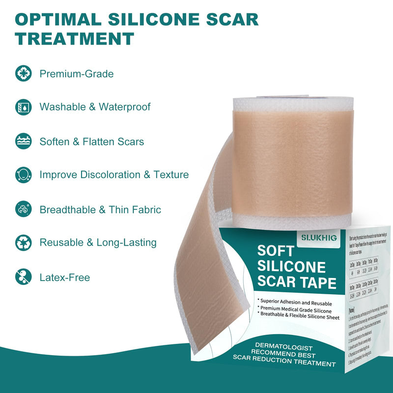 [Australia] - Silicone Scar Sheets (1.6"x 158" Roll-4M), Silicone Scar Tape for Scar Removal Treatment, Reusable Silicone Scar Strips for C-Section, Keloid, Burn, Acne, Surgical Scars 1.6"×158" 