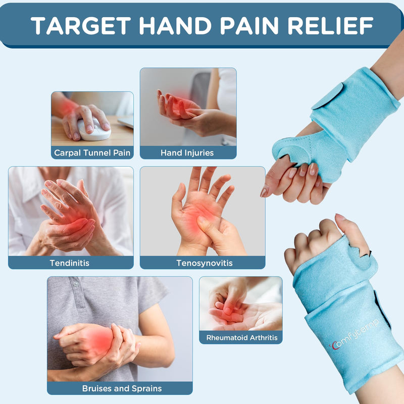 [Australia] - Comfytemp Wrist Ice Pack Wrap for Carpal Tunnel Relief, 2 Gel Packs, FSA HSA Eligible, Hot Cold Compression Brace for Hand Injuries Reusable, Achilles Tendonitis, Tenosynovitis, Men Women Surgery Gift Wrist Ice Pack Wrap 2 Pack 2.0 