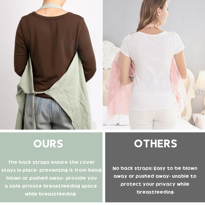 [Australia] - Muslin Nursing Covers for Baby Breastfeeding, Adjustable Privacy Nursing Apron Cover for Mom, Extra Large 100% Cotton Breastfeeding Cover with Rigid Hoop Multi-use Carseat Canopy (Roman Green) 49.2 x 27.4 inch Roman Green 