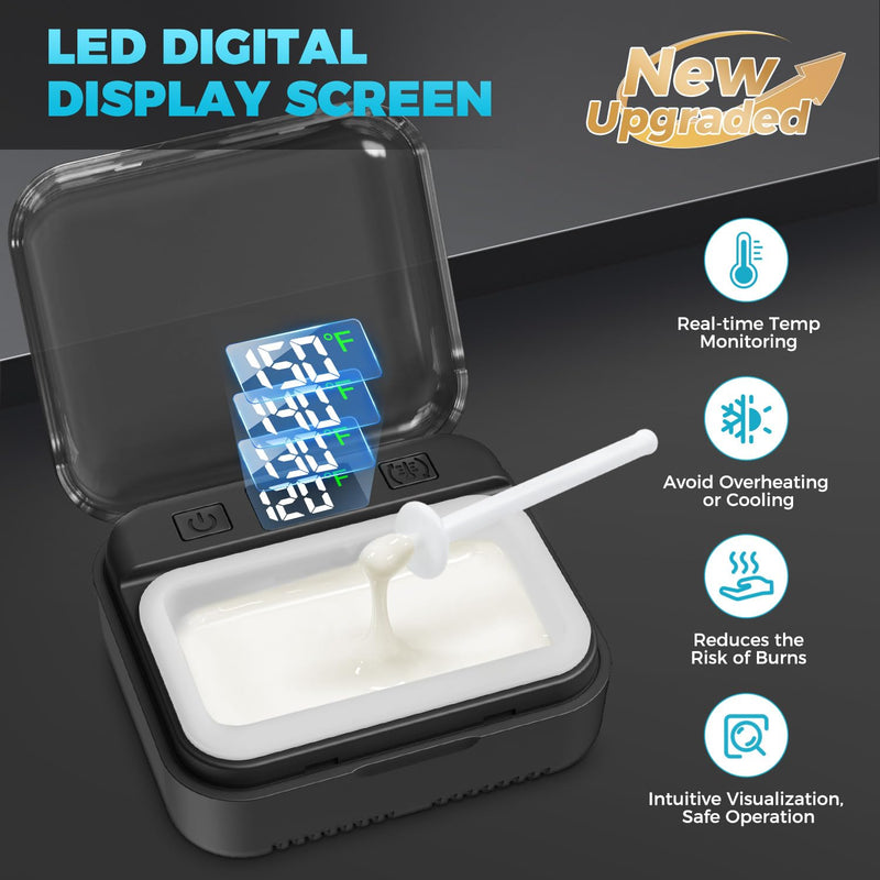 [Australia] - Nose Wax Kit Men,Nose Hair Waxing Kit with Adjustable LED Display,Ear Hair Removal Kit for Men Women 100 g Wax 70 Applicators,Constant Temp,USB Heated,Pocket-Size,Black Black 