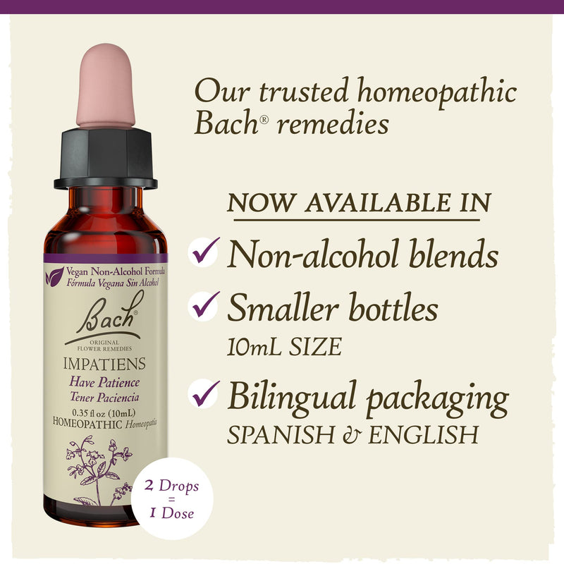 [Australia] - Bach Original Flower Remedies, Impatiens for Patience (Non-Alcohol Formula), Natural Homeopathic Flower Essence, Vegan, 10mL Dropper 