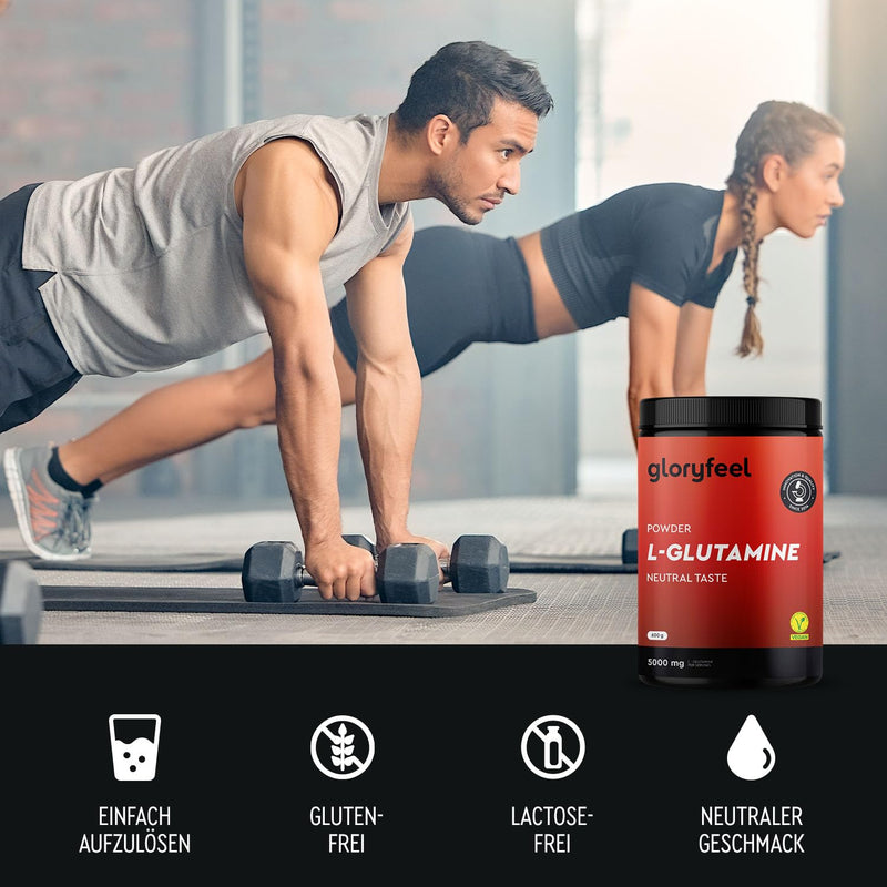 [Australia] - L-glutamine powder 600g vegan - neutral in taste - 5,000mg of pure, bioactive L-glutamine per serving - 120 servings supply - high dose & easily soluble 