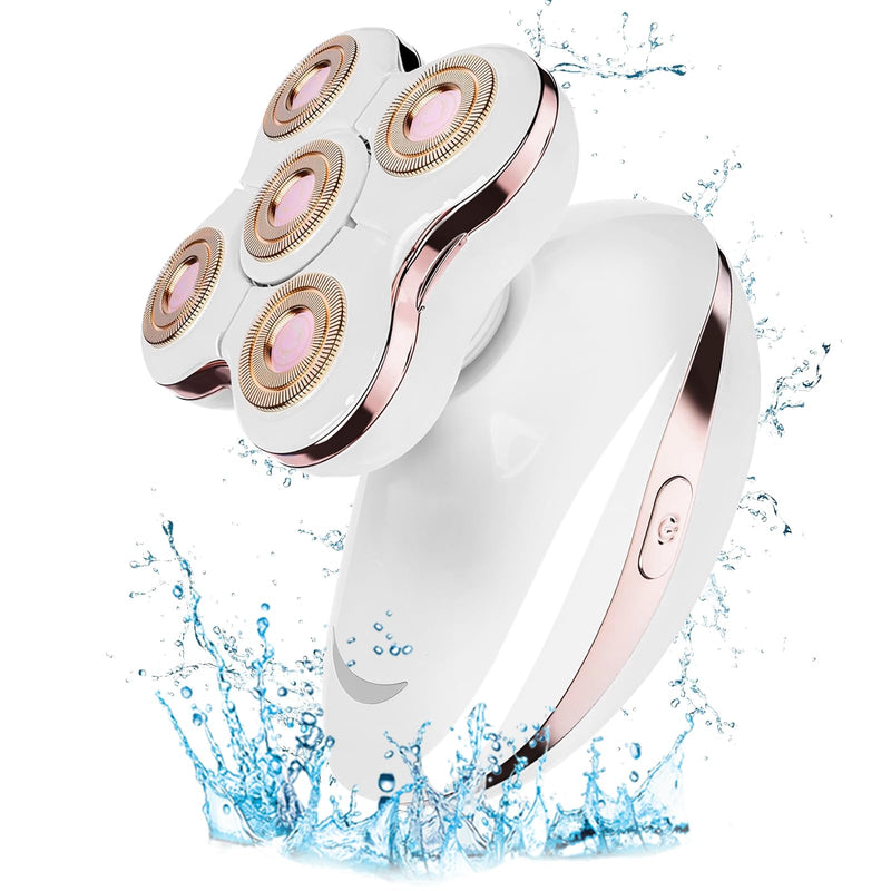 Electric Razors for Women: Rechargeable Shaver with Detachable Head - 5D Wet and Dry Lady Hair Remover for Legs and Hand (Gold)