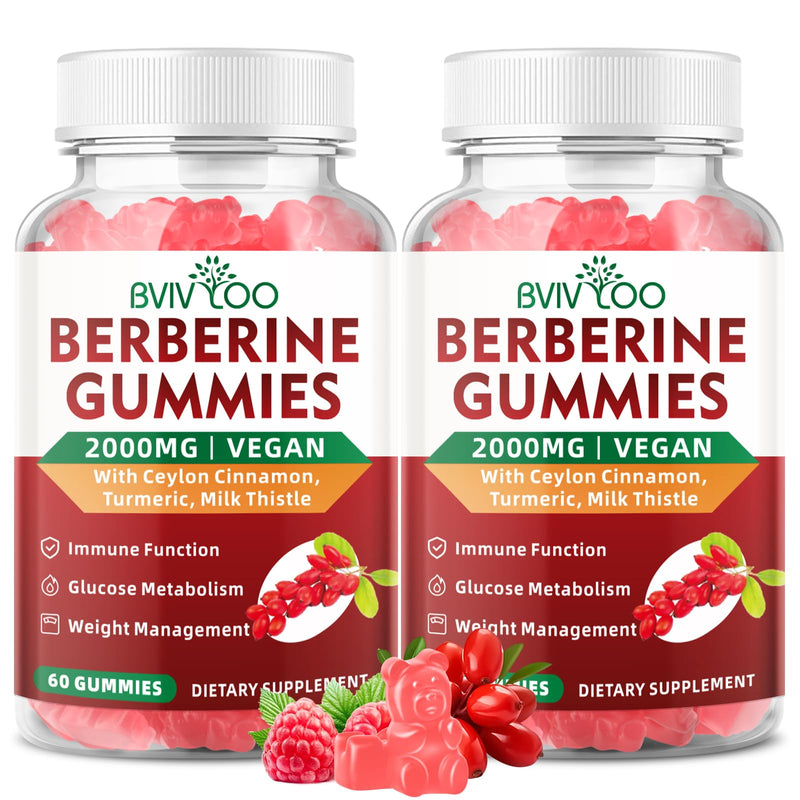 [Australia] - 2 Pack Berberine Gummies, 2000mg High Potency Berberine HCI Supplement, Plus Ceylon Cinnamon, Milk Thistle for Women & Men, Immune System & Metabolism Support - 120 Gummies 2pack 