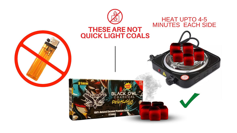 [Australia] - 100% Natural Coconut Premium Hookah Shisha Narguile Charcoal, 31MM RAKSASA Edition, 2+ Hours Burn Time, Non-Quick Lighting, Odor-Free, Eco-Friendly, (8 Large Cubes) 8 Large Cubes 
