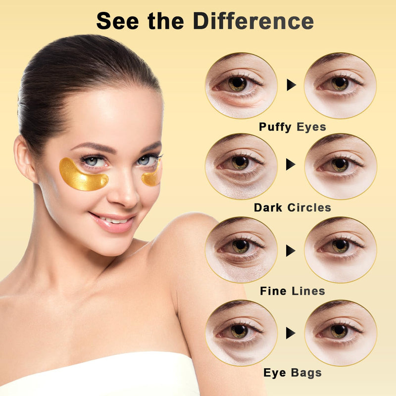 [Australia] - Under Eye Patches (24 Pairs) - 24K Gold Eye Masks Enriched with Abundant Collagen | Diminish Dark Circles and Puffiness | Anti-Aging, Smooth Fine Line, Nourish Skin 24 Count (Pack of 1) 