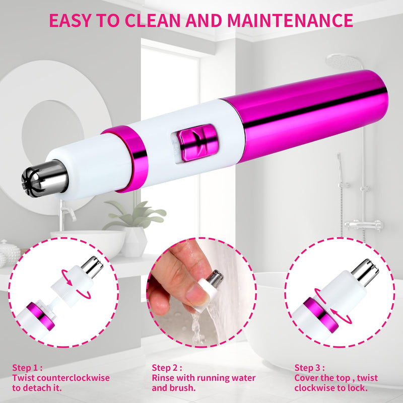 [Australia] - Nose Hair Trimmer Women, Women's Painless Ear and Nose Hair Trimmer for Women, Eyebrow Face Ear Hair Trimmer Nose Hair Trimmer Professional Waterproof, Rose Purple 
