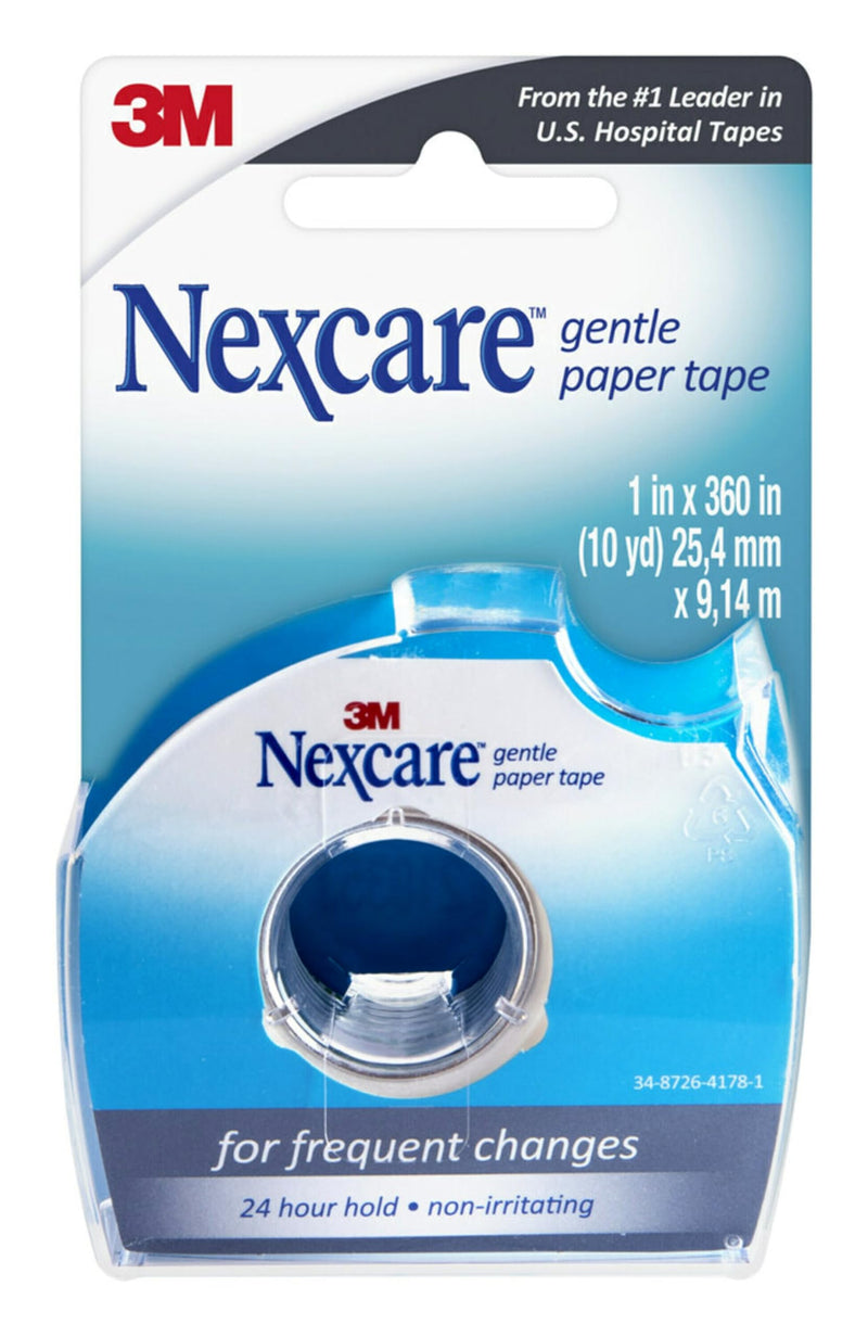 [Australia] - Nexcare Gentle Paper Tape Dispenser, Medical Paper Tape, Secures Dressings and Lifts Away Gently - 1 in x 10 Yds, 1 Dispenser 1 Roll with Dispenser 