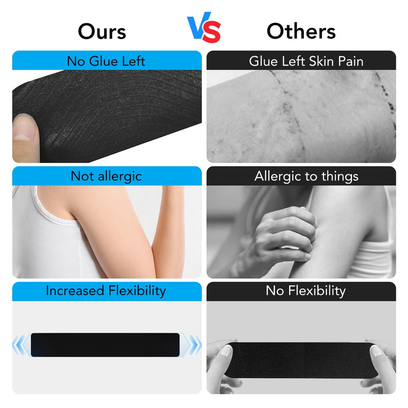 [Australia] - Kinesiology Tape for Knees 12 Pcs, PreCut Athletic Knee Tape for Knee Pain Relief- Brace & Elastic Supports- Waterproof & Breathable Hypoallergenic Latex-Free Tape Black 