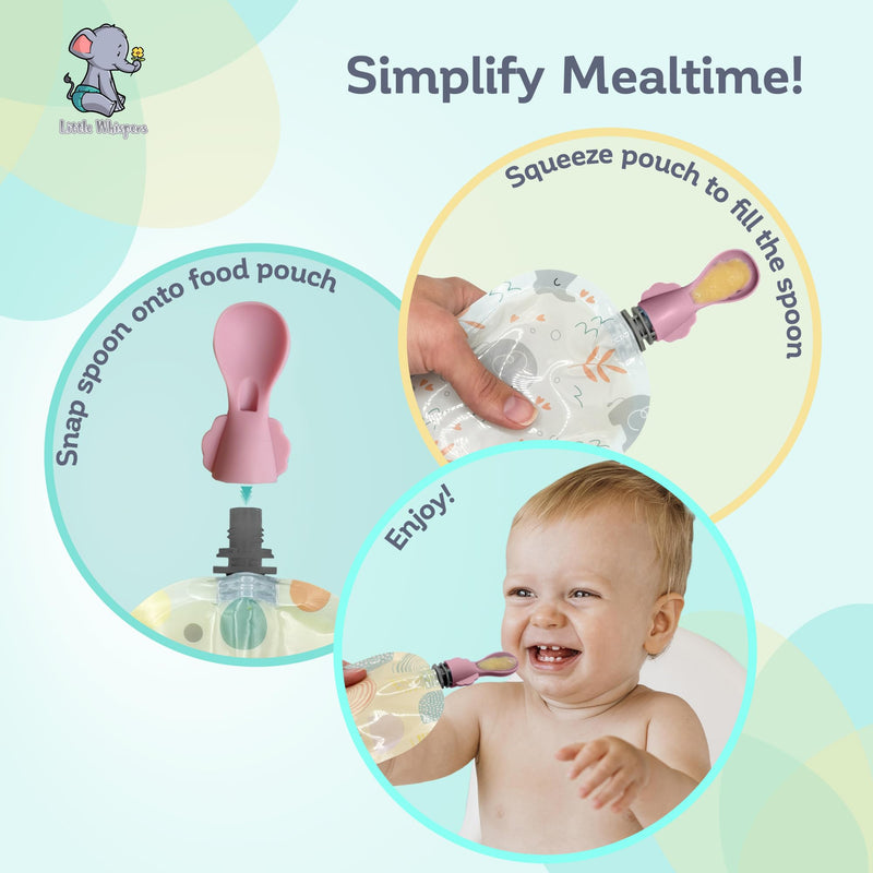 [Australia] - Little Whispers Baby Food Pouch Spoon Attachments - Stage 1, Small (Blossom) - 5 Pack Blossom 