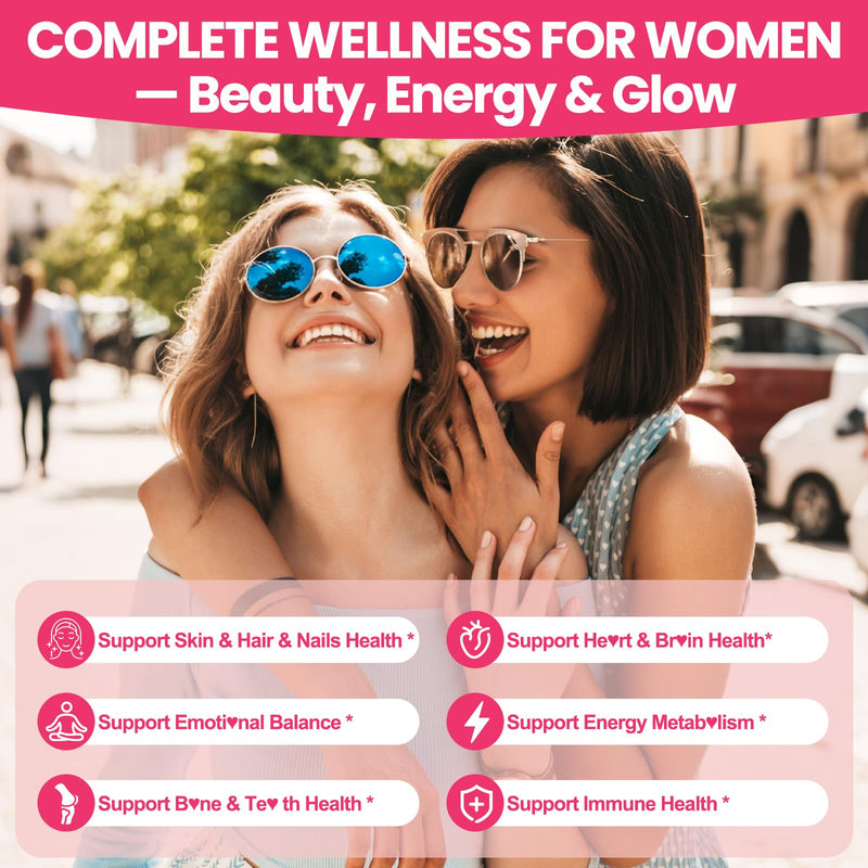 Methylated Womens Multivitamin Gummy: 34-in-1 Vegan Gummies | Sugar Free Multivitamin for Women with Iron B12 Biotin Methylfolate CoQ10 Ashwagandha - Energy, Skin & Hair Health (120Count) Peach 60 Count (Pack of 2)