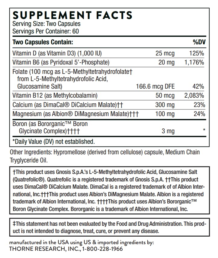 [Australia] - THORNE Advanced Bone Support‡ - (Formerly Oscap) - Bone Health Supplement with Calcium and Vitamin D - 120 Capsules 