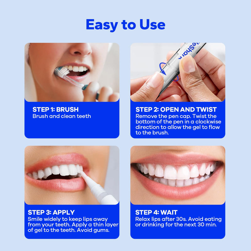[Australia] - Premium Teeth Whitening Pens (4 Count), Sensitive-Free Whitening Gel, Professional-Strength Formula, On-The-Go Tooth Gel for Adults 