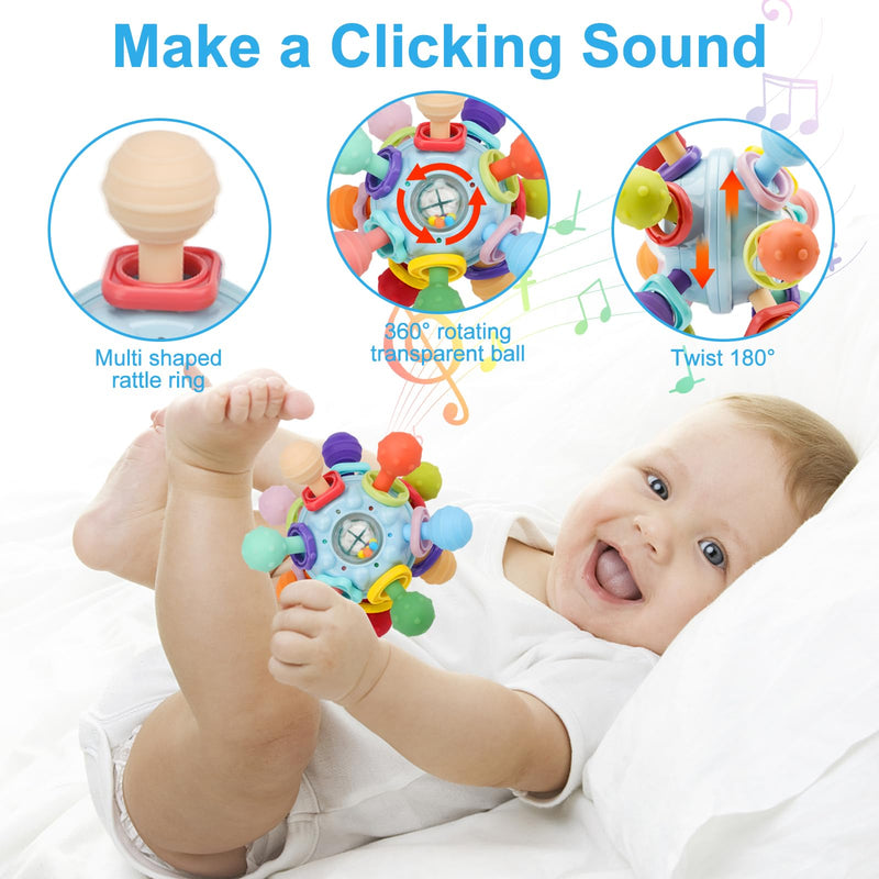 [Australia] - Baby Montessori Sensory Toys for 0-6 6-12 Months, Food Grade Teething Toys for Babies 0 3 6 9 12 18 Months, Newborn Infant Learning Developmental Toys Gifts for 1 2 Year Old Boys Girls Blue 