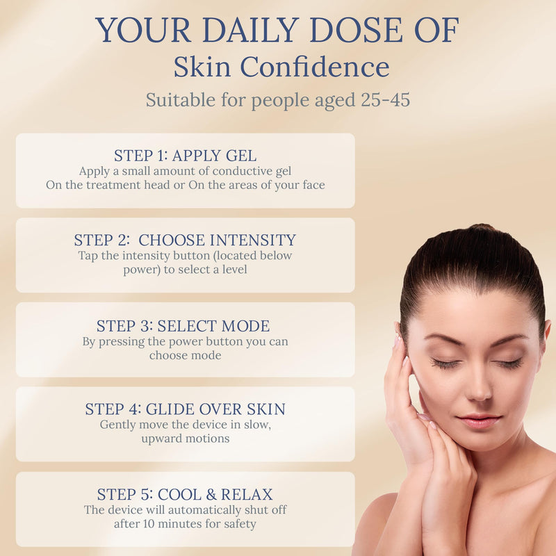 Skin Firming RF Facial Device, 6-in-1 Beauty Device for Home Use, 5-Level Skin Rejuvenation and Toning Tool for a Radiant Glow