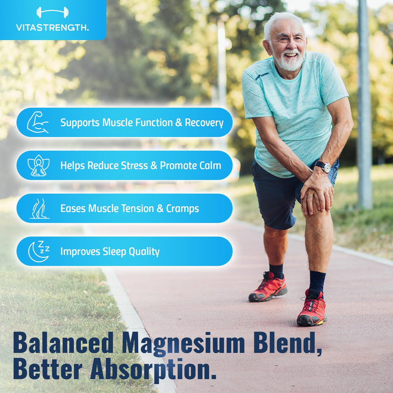Magnesium Supplement 4 in 1 – 120 Capsules, 400mg Daily Dose-with Magnesium Bisglycinate,Citrate,Malate & Carbonate-Essential Mineral Complex for General Well-Being & Daily Support by VITASTRENGTH.