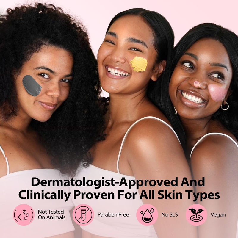 YLNALO Easter Gifts 3 Pcs Clay Facial Mask Set - Turmeric Vitamin C, Dead Sea and Himalayan Clay Skin Care Mask for Deep Cleansing, Moisturizing, and Refining Pores, Spa Facial Mask Set