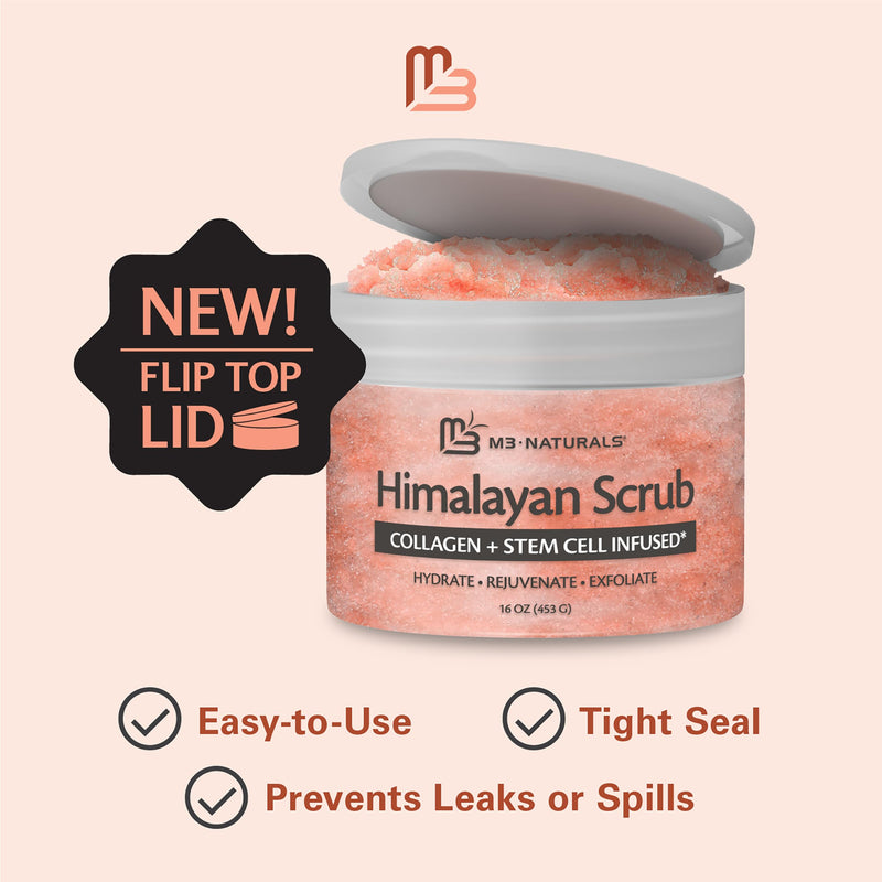 [Australia] - Himalayan Salt Scrub, Face, Foot, and Body Exfoliator with Collagen and Stem Cells, Exfoliating Scrub for Toning, Cellulite, and Skin Care by M3 Naturals 16 fl oz Himalayan Scrub 16 Ounce (Pack of 1) 